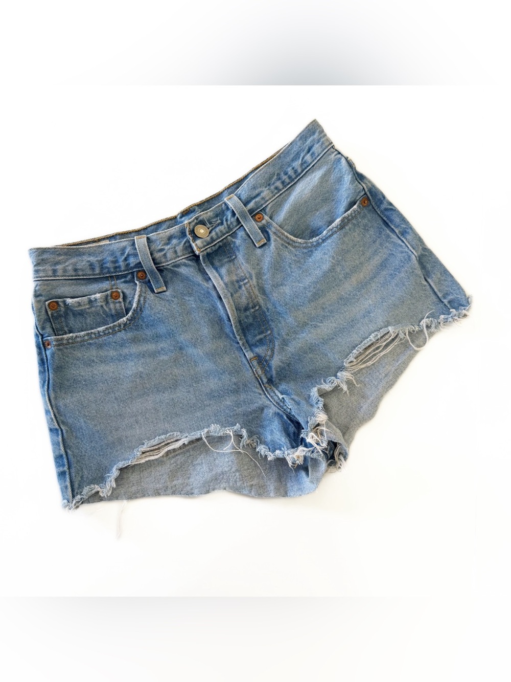 Levi’s Premium Shorts Womens 28 501 Cut Off Boho Festival Button Fly - Picture 2 of 7